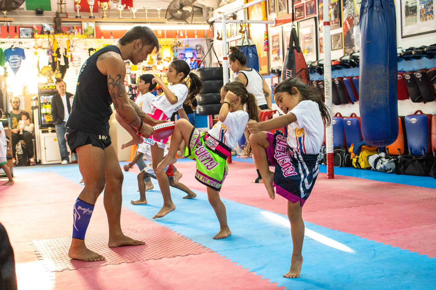 Kids working their kicks